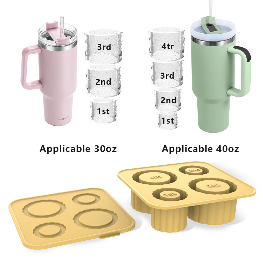 2 Pcs Brown Silicone Ice Cube Tray with Lid - Easy Release, Food-Grade Platinum Silicone Ice Mold, 30oz/40oz Compatible, Durable and Reusable