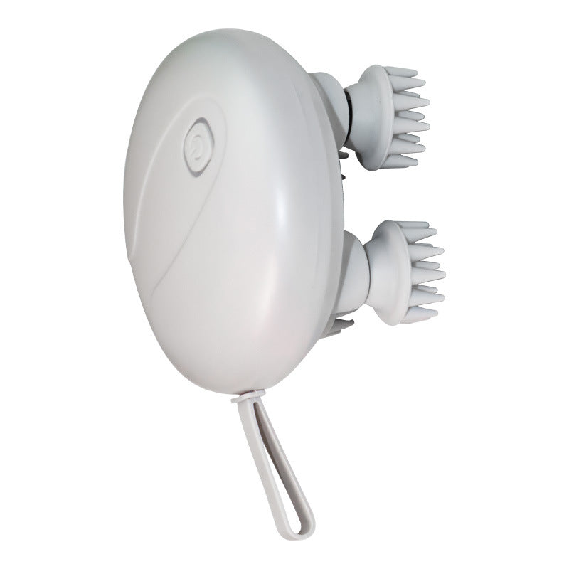 White Mini Electric Head Massager - Portable 3D Massage Device, Waterproof, Multifunctional Relaxation &amp; Pet Care, Rechargeable, 6 Techniques &amp; 3 Modes, Compact Design