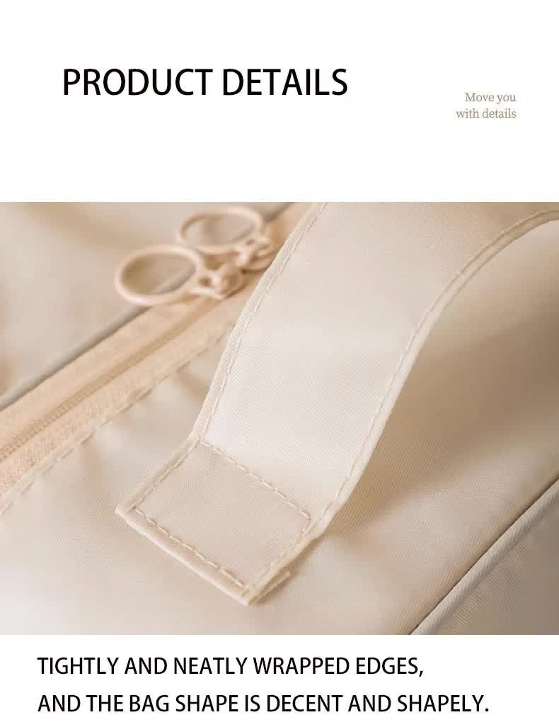 2 Pcs Beige Waterproof Foldable Travel Shoe Storage Bag, Three-Layer Design Shoe Organizer, Portable Shoe Pouch for Trips