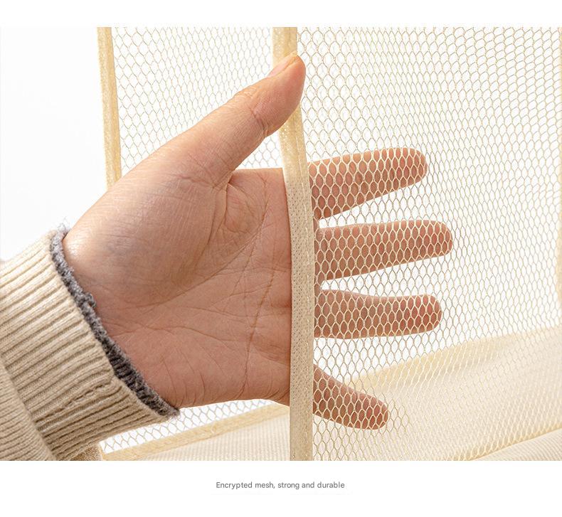 Beige Hanging Dustproof Storage Bag - Multi-Layer Organizer for Bags, Clothes & Accessories, 4-Tier Non-Woven Fabric