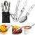 Green And Grey Compact Outdoor Camping Cookware Set with 410 Stainless Steel Utensils