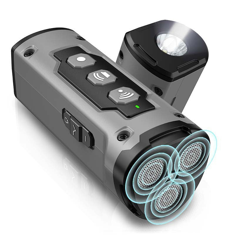 Gray Multifunctional Ultrasonic Dog Repeller &amp; Flashlight - Long-Range SOS Emergency Light