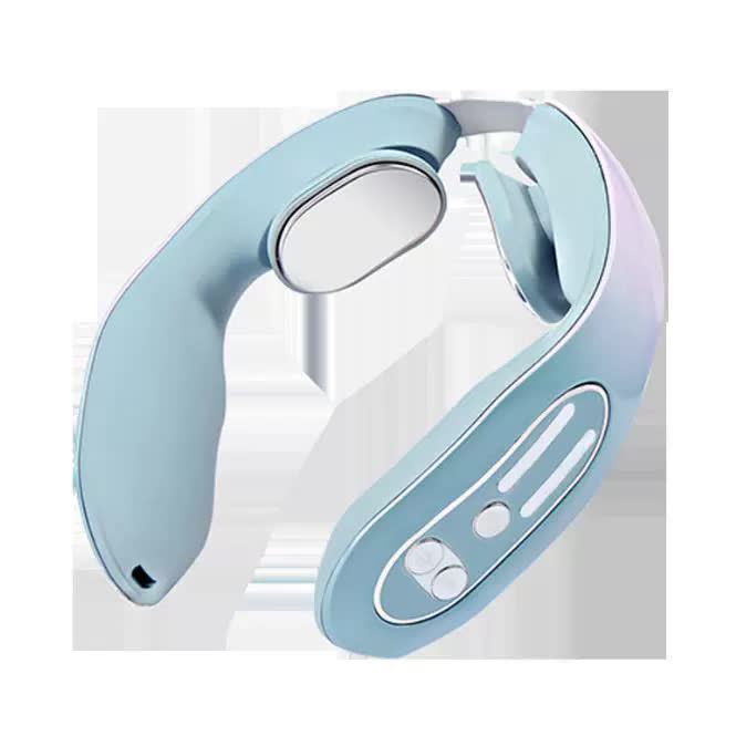 Gradient Blue 12-Level Intelligent Neck Massager with Heating Function - Pain Relief and Relaxation