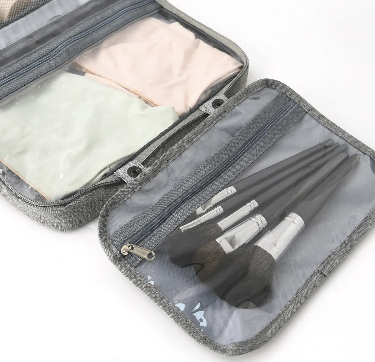 Green Multipurpose Portable Travel Toiletry Bag - Waterproof Cosmetic Organizer with Zipper