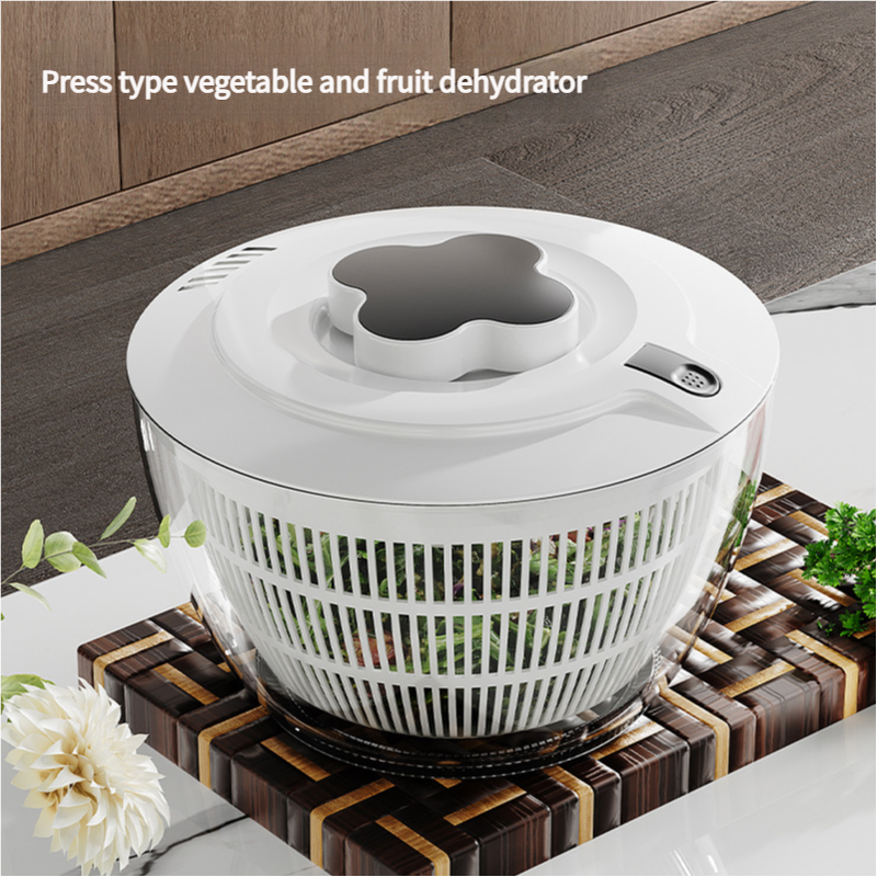 Transparent Black Manual Salad Spinner with Pressurized System - Efficient & Quick Vegetables Drying, Multiple Color Options