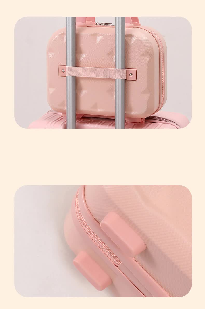 Beige 14-inch Mini Handheld Luggage Case - Stylish Makeup and Storage Box with ABS Shell