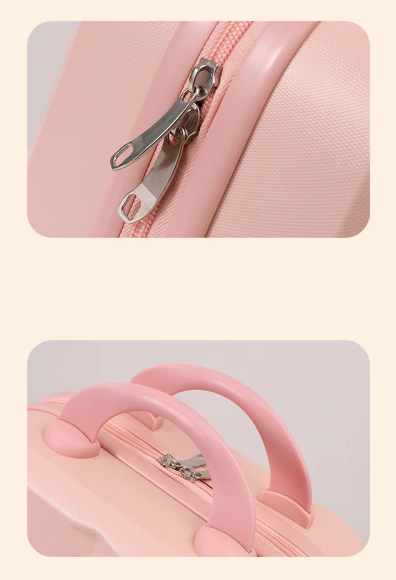 Beige 14-inch Mini Handheld Luggage Case - Stylish Makeup and Storage Box with ABS Shell