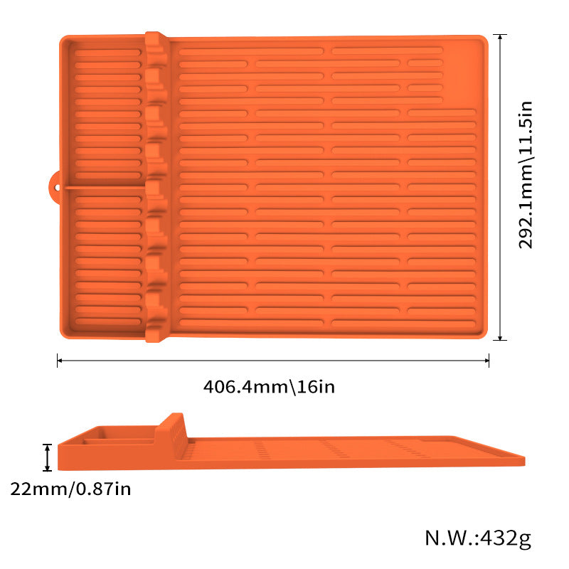 Orange Silicone BBQ Grilling Mat - Heat Resistant Side Rack Protector for Grills and Baking Trays