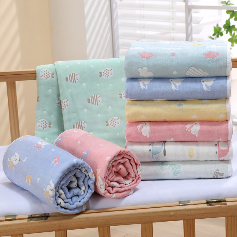 Pink Bunny, 6-Layer Muslin Baby Blanket - Soft Cotton Bedding for Infants and Toddlers, 110x110 cm,