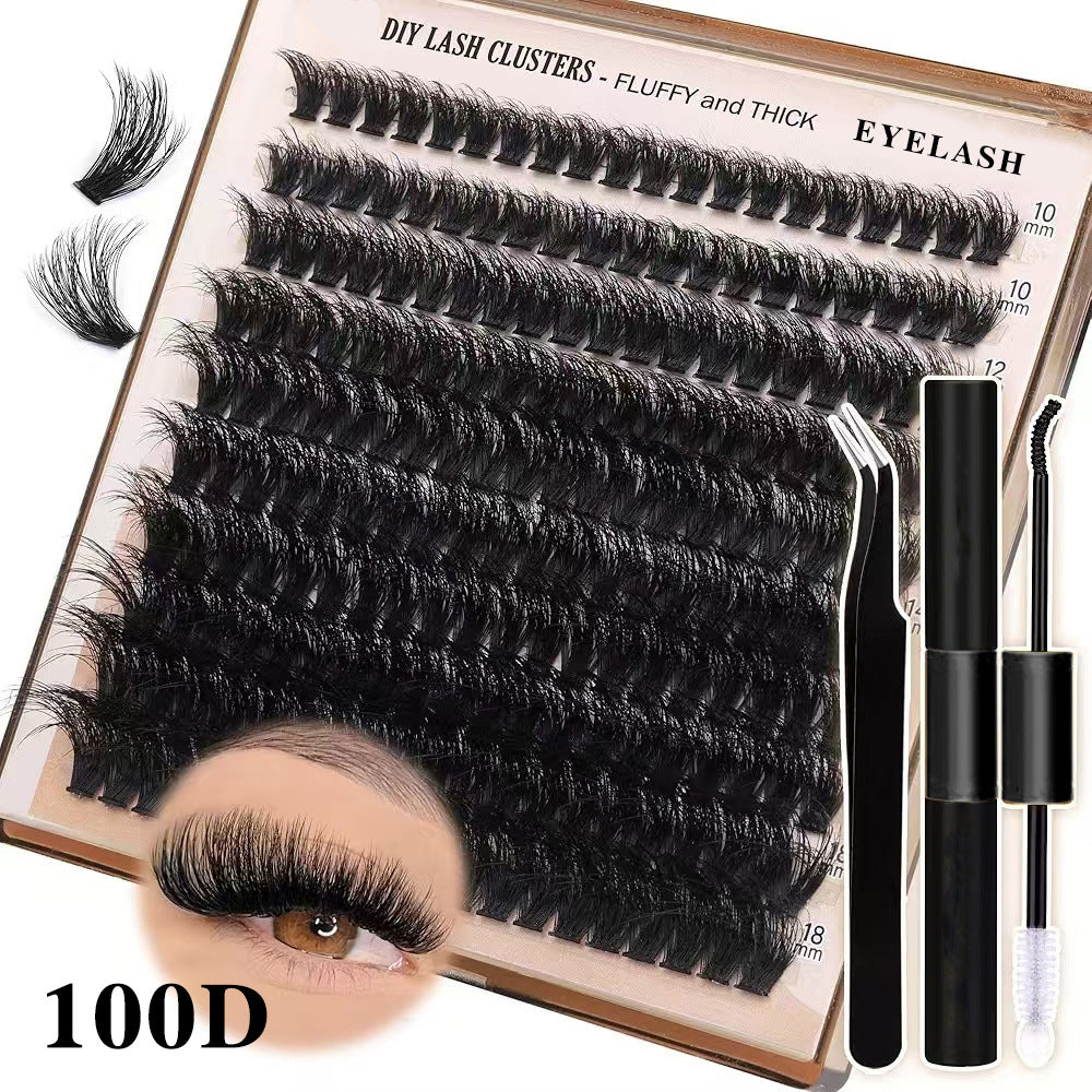 3 PCS DIY Lash Clusters Kit - 100D Fluffy &amp; Thick False Eyelashes with Adhesive and Tools