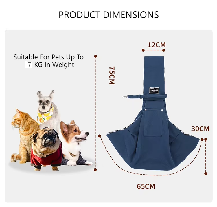 Nevy Blue Pet Sling Carrier Bag - Comfortable and Hands-Free Design