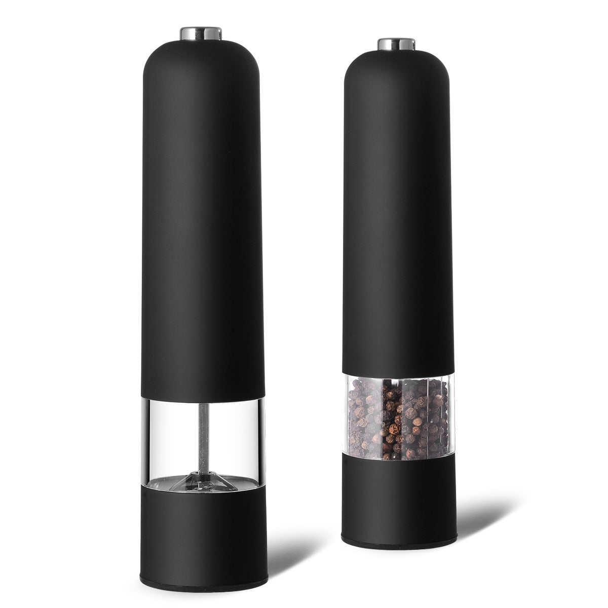 Black Elegant Electric Salt and Pepper Grinder - Modern and Compact for Effortless Seasoning