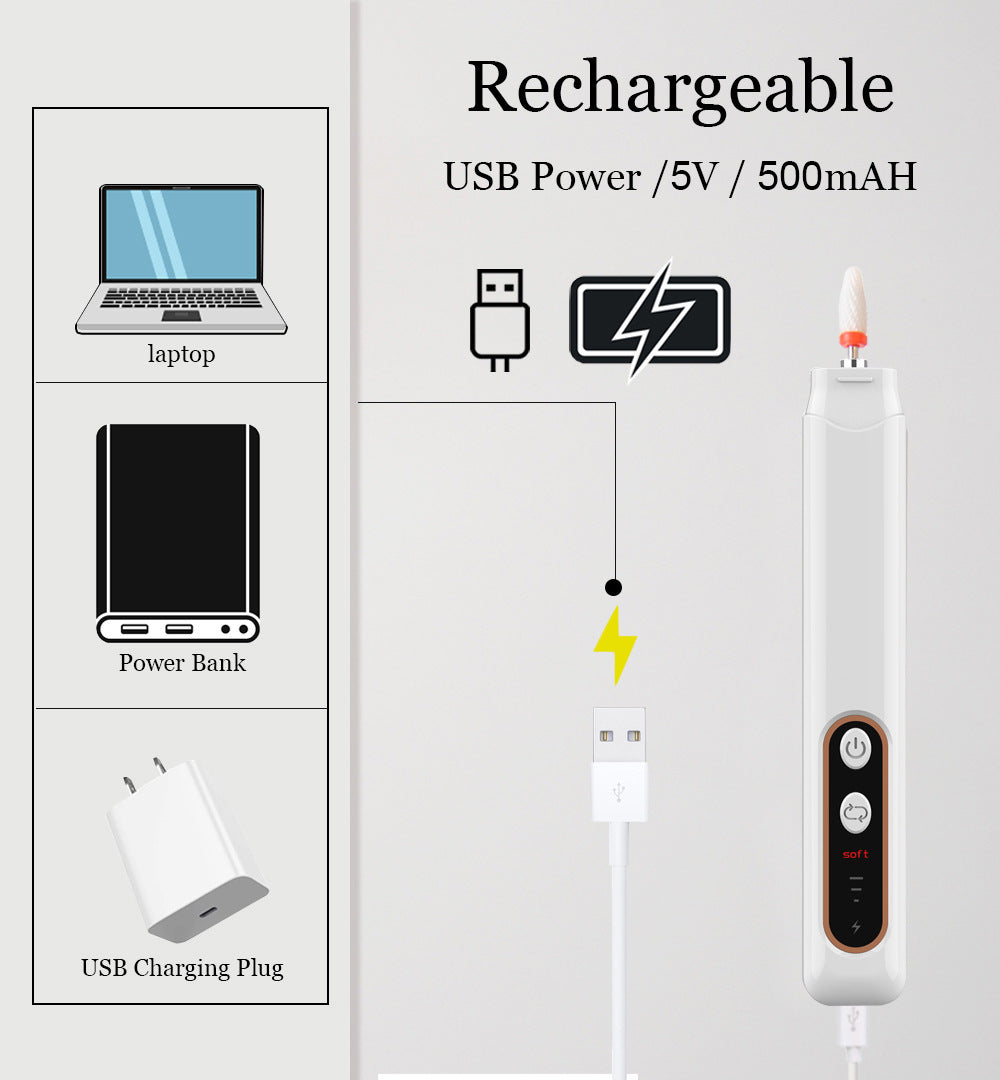 Electric Nail Drill Set - Portable Nail Polishing Tool with Multiple Attachments for Professional Use