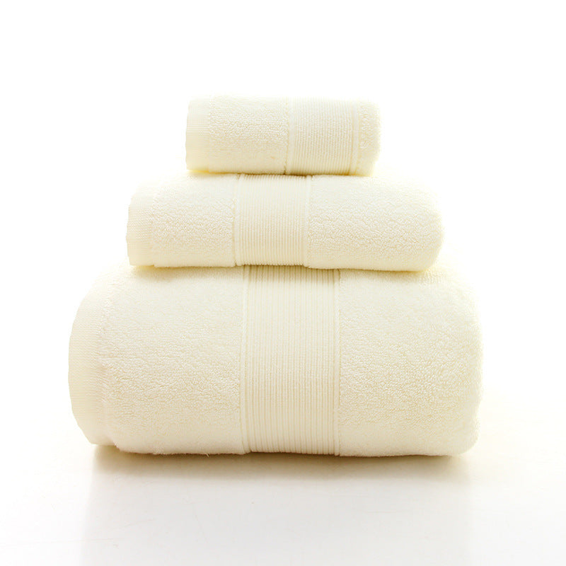 Beige Luxury 100% Cotton Towel Set - 3-Piece Combed Cotton Bath Towel Set