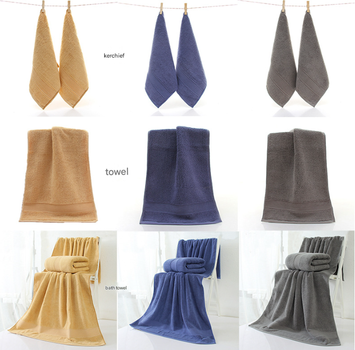 Grey Luxury 100% Cotton Towel Set - 3-Piece Combed Cotton Bath Towel Set