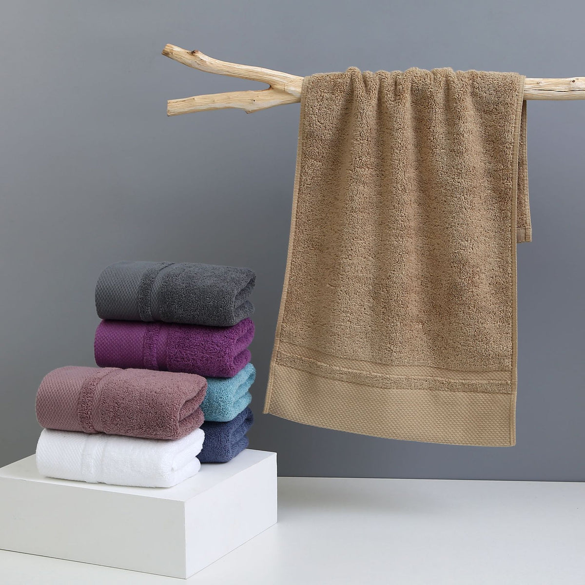 Blue Luxury 100% Cotton Face Towel Set - 3-Piece Thick & Absorbent Towels