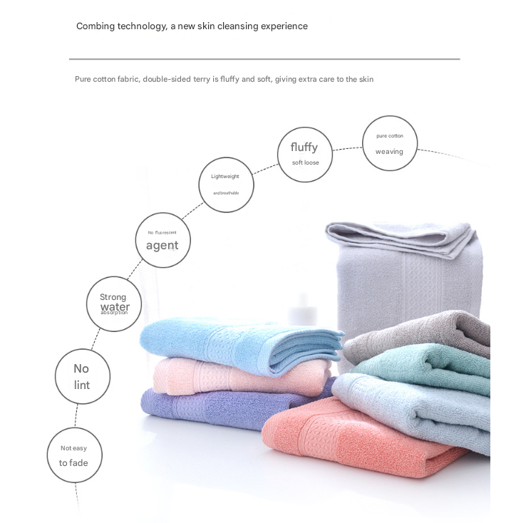 Grey Blue Luxury 6-Piece 100% Cotton Towel Set - 2 Bath Towels, 2 Hand Towels, 2 Face Towels