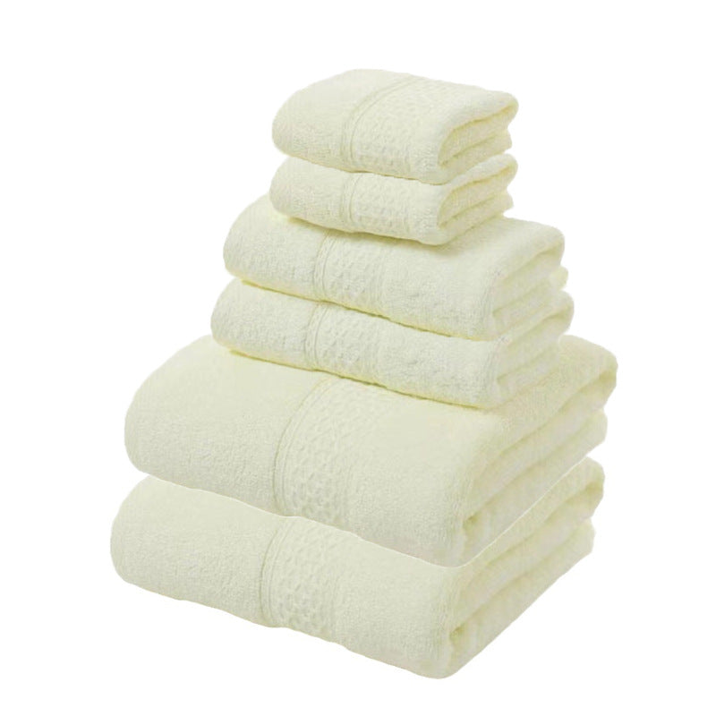 Beige Luxury 6-Piece 100% Cotton Towel Set - 2 Bath Towels, 2 Hand Towels, 2 Face Towels
