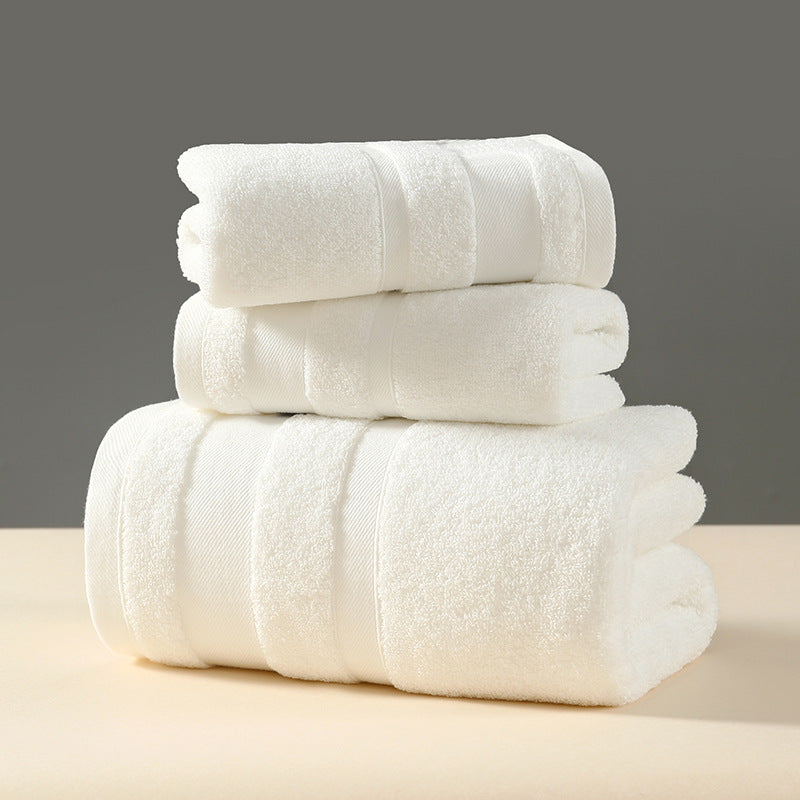 White Luxury 3-Piece 100% Cotton Towel Set - Bath, Hand &amp; Face Towels