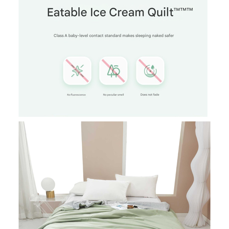 Beige Breathable Cotton Summer Quilt - Lightweight Cooling Blanket for Air-Conditioned Rooms