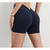 M Navy Blue Women's V-Back Scrunch Butt Yoga Shorts - High-Waisted Seamless Workout Shorts