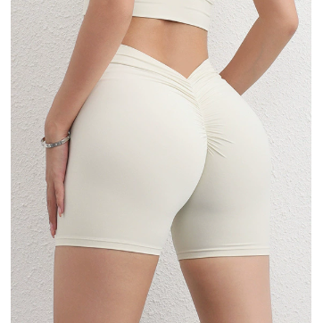 M White Women&#39;s V-Back Scrunch Butt Yoga Shorts - High-Waisted Seamless Workout Shorts