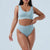 M Blue Seamless High-Waist Ribbed Bra & Panty Set - Wireless Stretchy Underwear