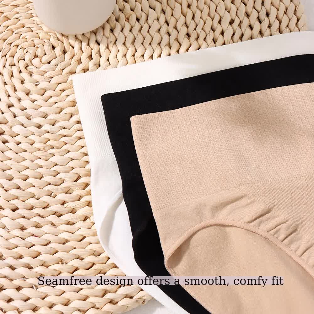 S Coffee 3-Pack High-Waist Microfiber Shaping Briefs - Seamless Full-Coverage Tummy Control Panties