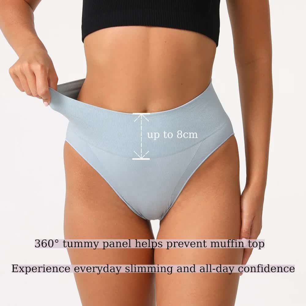 S Blue 3-Pack High-Waist Microfiber Shaping Briefs - Seamless Full-Coverage Tummy Control Panties