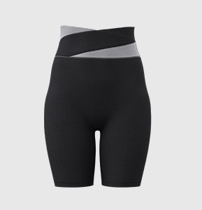 XXL Black Color-Block High-Waist Yoga Shorts - Seamless Scrunch Butt Anti-Chafing Workout Shorts