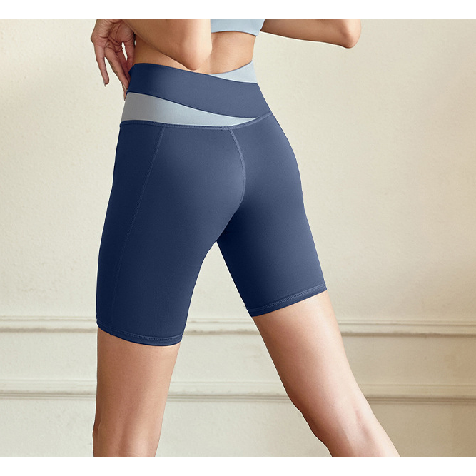 XXXL Black Color-Block High-Waist Yoga Shorts - Seamless Scrunch Butt Anti-Chafing Workout Shorts