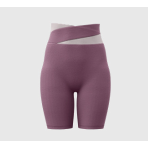 M Purple Color-Block High-Waist Yoga Shorts - Seamless Scrunch Butt Anti-Chafing Workout Shorts