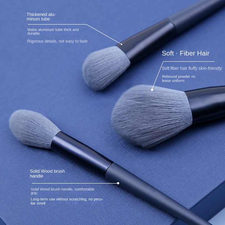 Beige 11-Piece Professional Makeup Brush Set with Cosmetic Bag - Premium Synthetic Fiber, Wooden Handle, Aluminum Tube