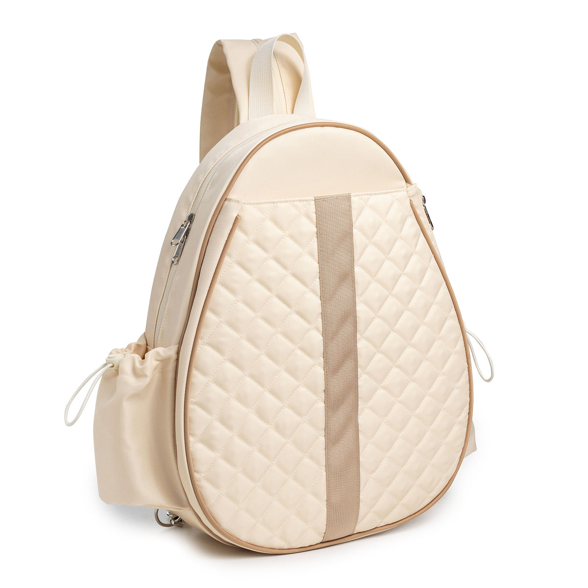 Beige Lightweight Waterproof Tennis Racket Backpack - Multifunction Sling and Backpack for Men and Women(The water cup racket is a shooting prop and is not included)