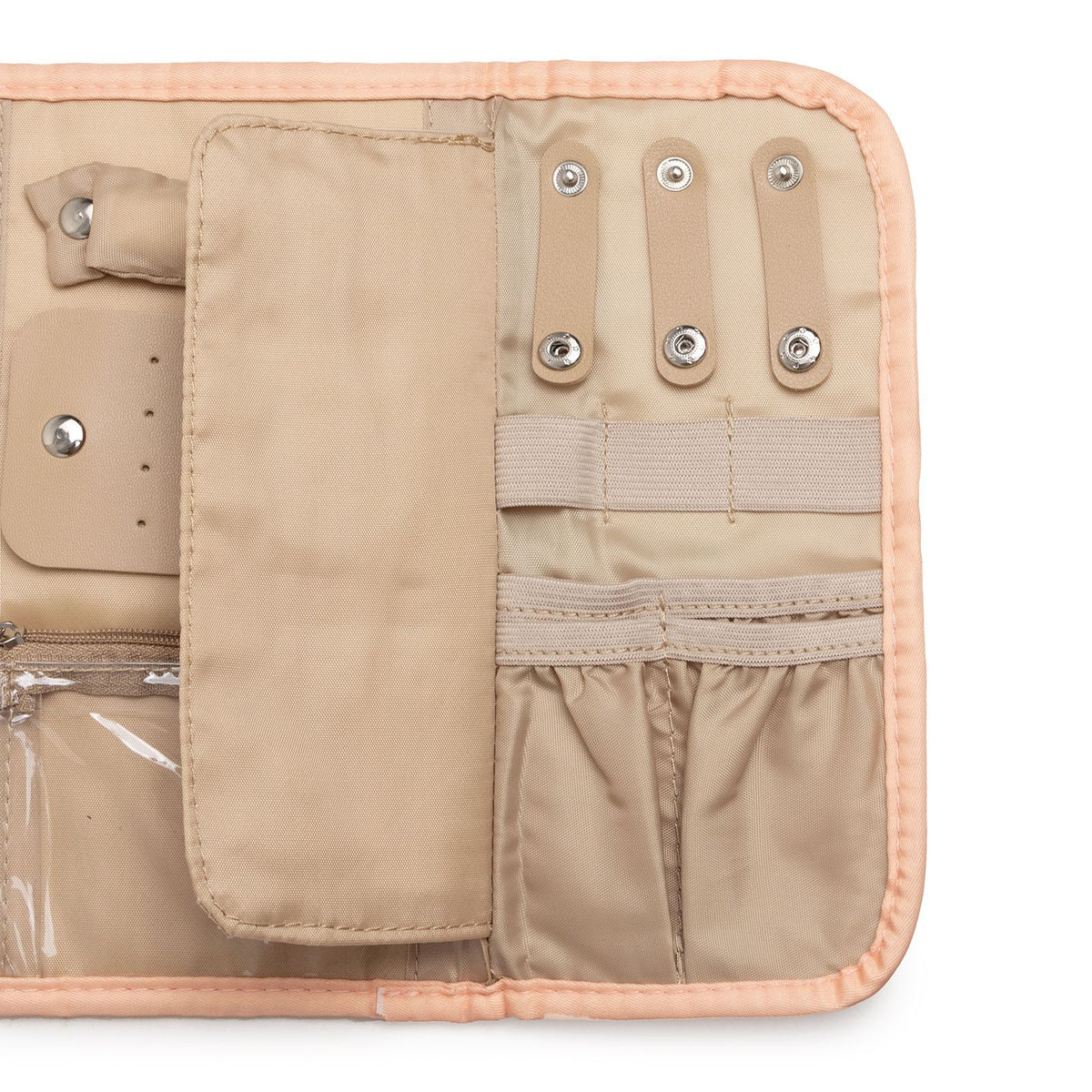 Pink Portable Travel Jewelry Organizer Roll - Foldable Jewelry Storage Pouch for Earrings, Rings, and Necklaces(Jewellery is a shooting prop and is not included)