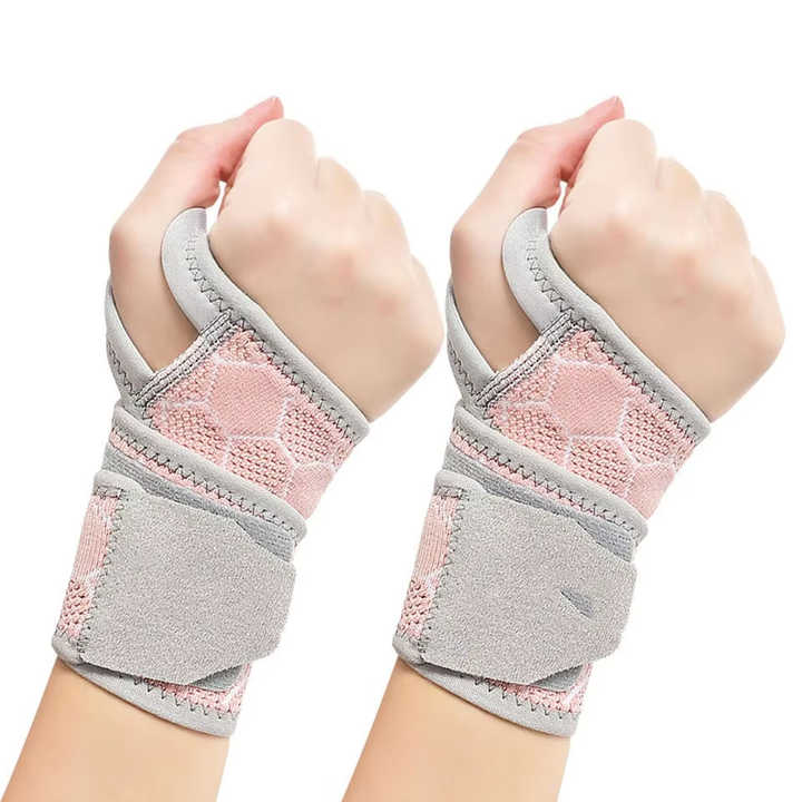 2 Pairs Pink Breathable Sports Wrist Support Wrap - Fitness Gym Wristband for Badminton &amp; Injury Prevention