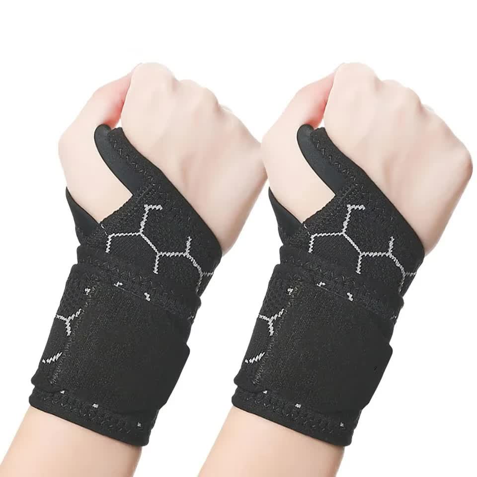 2 Pairs Black Breathable Sports Wrist Support Wrap - Fitness Gym Wristband for Badminton &amp; Injury Prevention