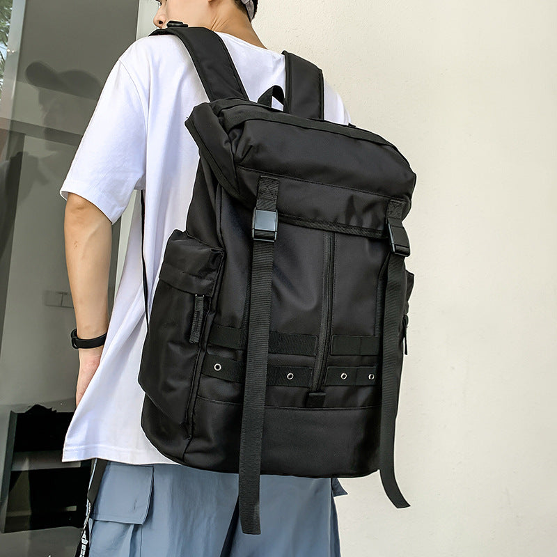 Black Trendy Street Style Backpack - Large Capacity for Hiking, Students &amp; Everyday Use