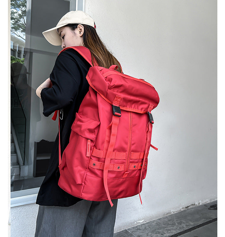 Red Trendy Street Style Backpack - Large Capacity for Hiking, Students &amp; Everyday Use