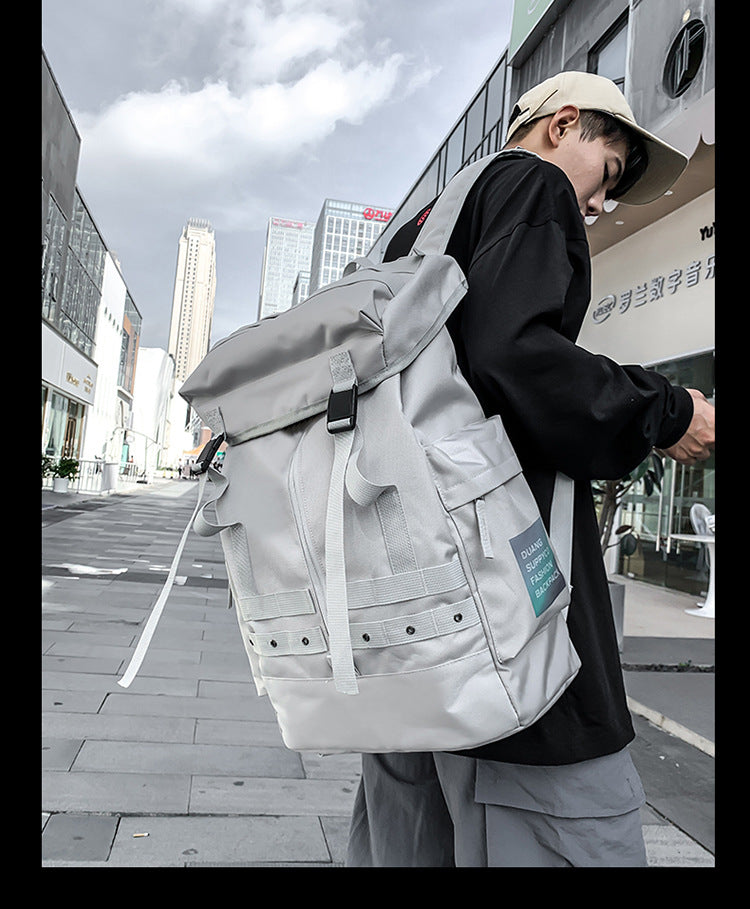 Grey Trendy Street Style Backpack - Large Capacity for Hiking, Students &amp; Everyday Use