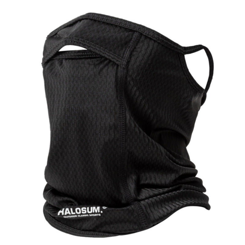 2 Pcs Black UV Protection Breathable Cycling Face Mask with Ear Hooks – Summer Ice Silk Neck Gaiter for Men and Women