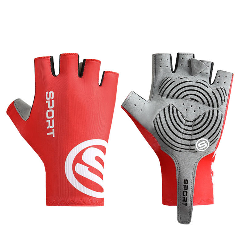Size L Red Breathable Half-Finger Cycling Gloves - Anti-Slip, Shockproof, and Durable for Men & Women