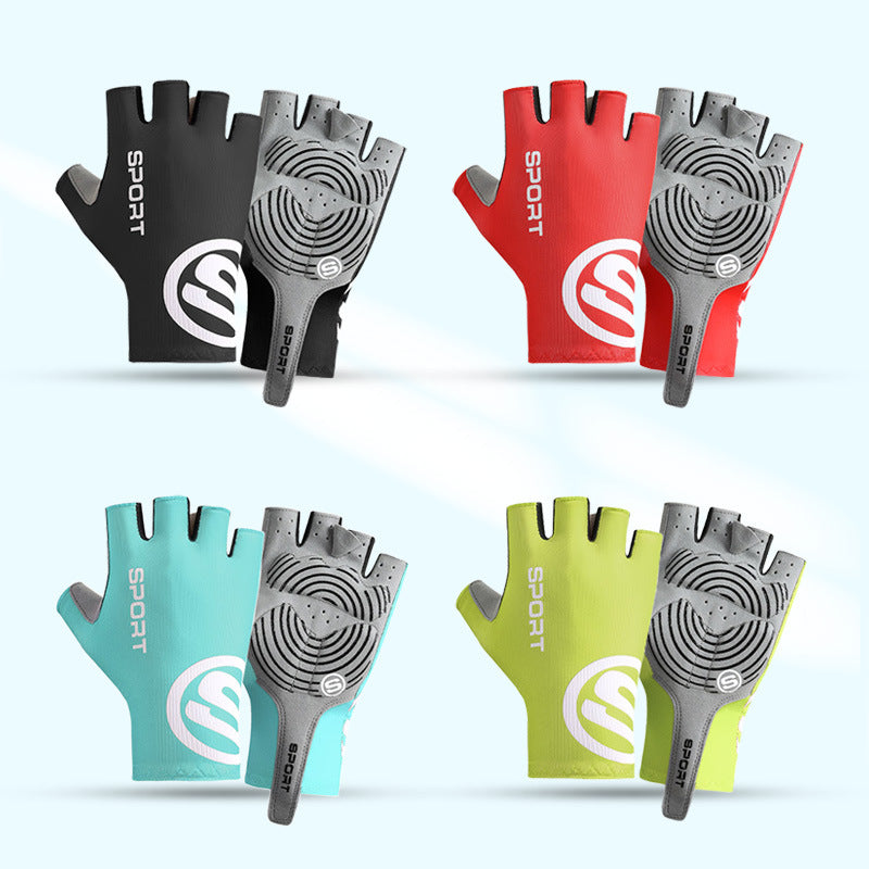 Size L Bright Green Breathable Half-Finger Cycling Gloves - Anti-Slip, Shockproof, and Durable for Men &amp; Women