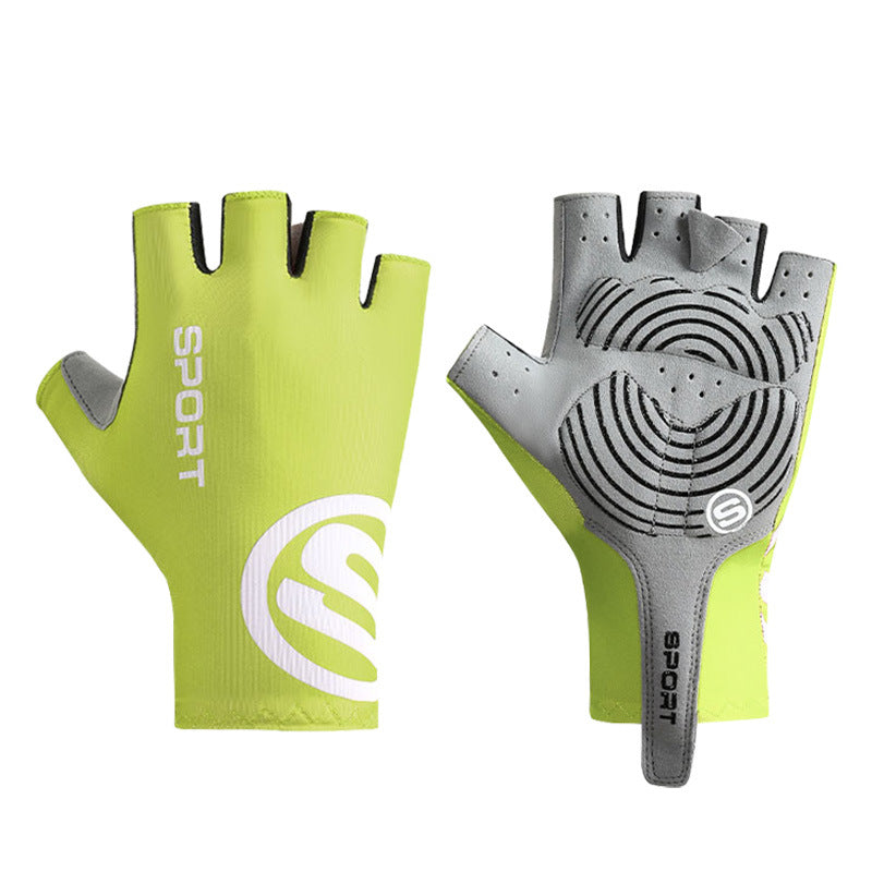 Size XL Bright Green Breathable Half-Finger Cycling Gloves - Anti-Slip, Shockproof, and Durable for Men &amp; Women