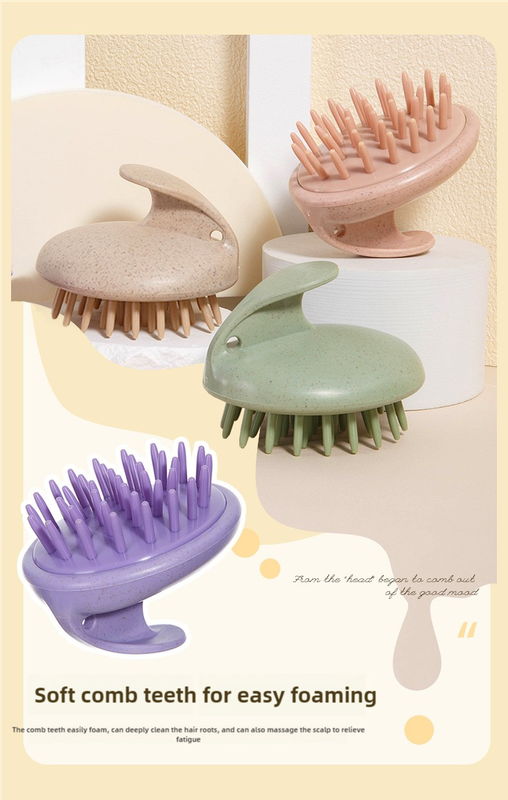 2 Pcs Green Eco-Friendly Wheat Straw Hair Care Set - Massage Brush, Detangling Comb, and V-shaped Comb for All Hair Types