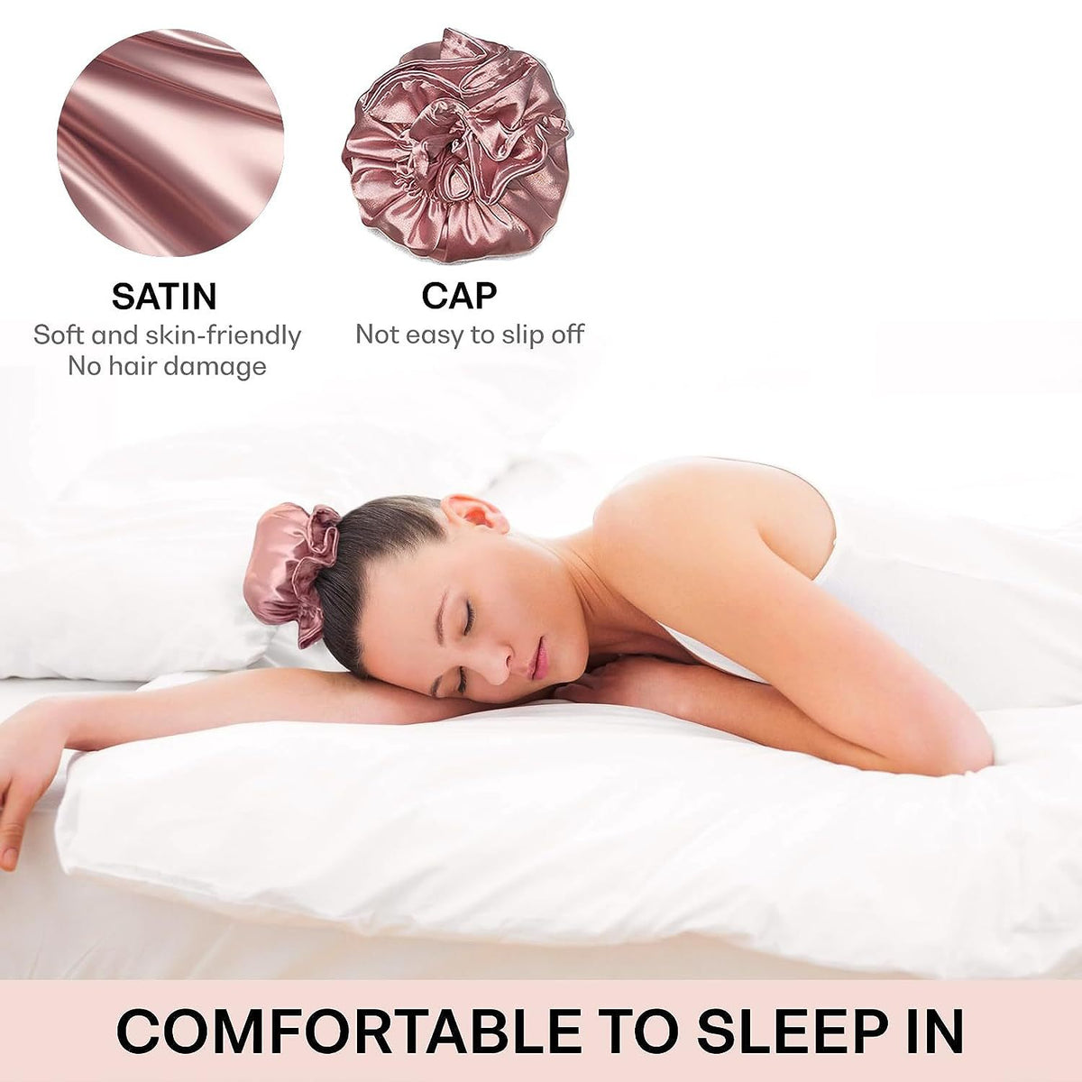 3 Pcs Beige Heatless Hair Curling Satin Set - Easy Sleep-In Curler for Beautiful Waves