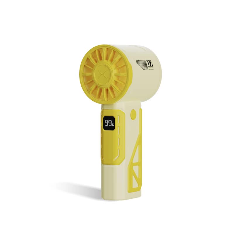 Yellow 100-Speed Mecha Handheld Fan | USB Rechargeable High-Speed Mini Fan | Powerful &amp; Silent | Lightweight 150g with 6-8 Hour Battery Life