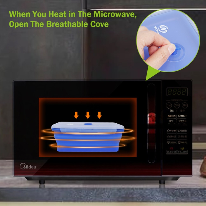 3-piece Set Blue Collapsible Silicone Food Storage Containers Set - 350ML, 500ML, 800ML | BPA-Free, Microwave, Dishwasher & Freezer Safe | Foldable & Portable Bento Boxes for Travel & Outdoor