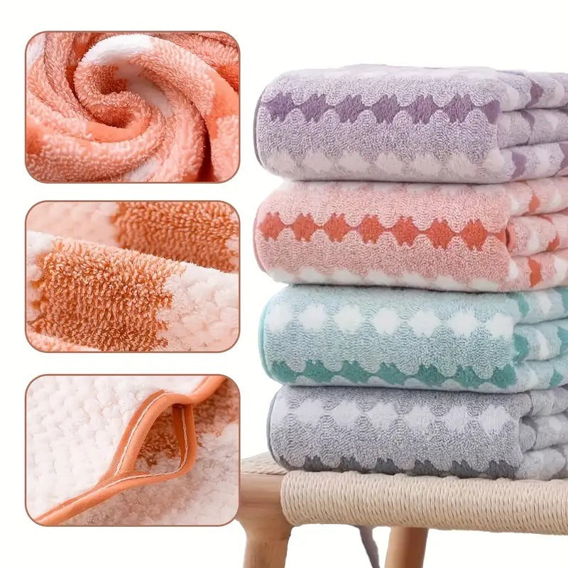 Grey Premium Coral Fleece Towel Set - 1 Bath Towel (88x170cm) + 3 Hand Towels (35x35cm) - Soft, Absorbent, and Quick-Drying