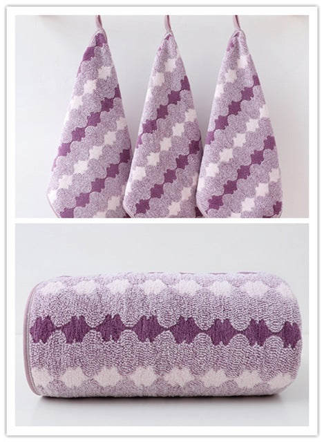 Purple Premium Coral Fleece Towel Set - 1 Bath Towel (88x170cm) + 3 Hand Towels (35x35cm) - Soft, Absorbent, and Quick-Drying